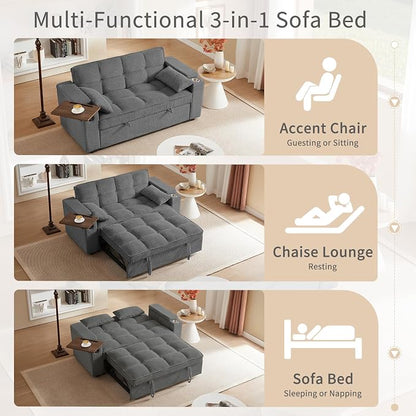 hansones 65'' 3-in-1 Folding Convertible Sofa Bed, Queen Size Pullout Sofa - Image 5