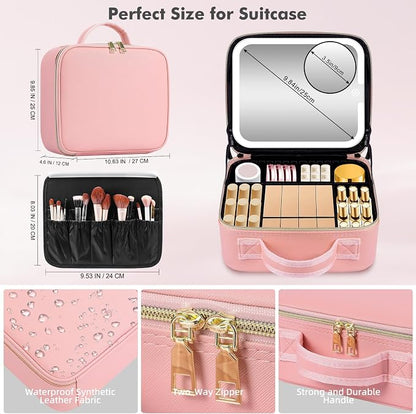 Travel Makeup Bag with Removable Mirror, Cosmetic Organizer Bag with Mirror - Image 4
