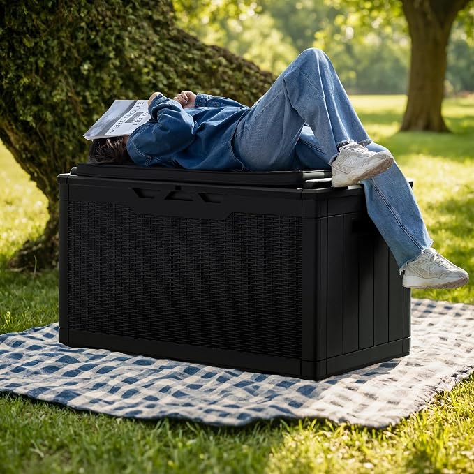 Greesum 100 Gallon Resin Deck Box Large Outdoor Storage - Image 2
