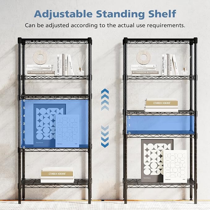 DUMOS 5-Tier Metal Wire Storage Shelves, Adjustable Standing Storage Rack Shelf - Image 4