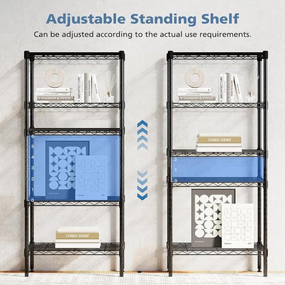 DUMOS 5-Tier Metal Wire Storage Shelves, Adjustable Standing Storage Rack Shelf - Image 4