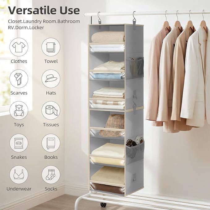 STORAGE MANIAC 6-Shelf Hanging Closet Organizer and Storage, 2 Separable - Image 7
