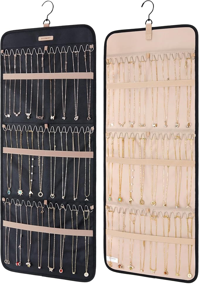 BAGSMART Hanging Necklaces Organizer Jewelry Holder Storage Roll by BAGSMART