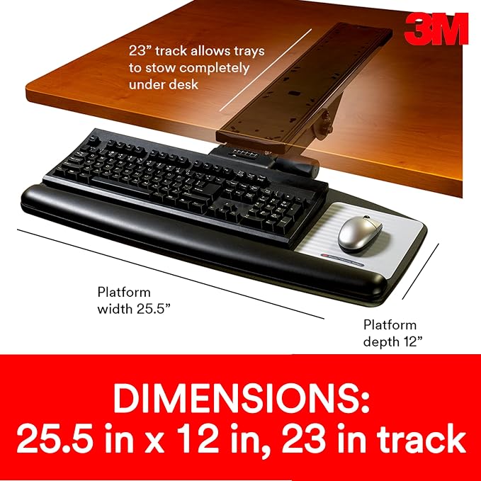 3M Keyboard Tray, Just Lift to Adjust Height and Tilt, Sturdy Tray Includes Gel - Image 2