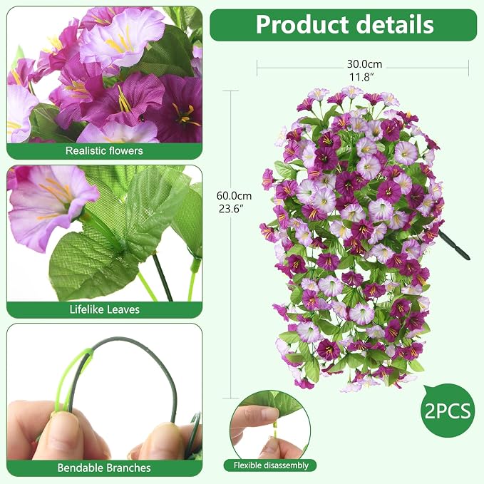 INQCMY Artificial Flowers for Outdoor Spring Summer Decoration Faux Silk - Image 2