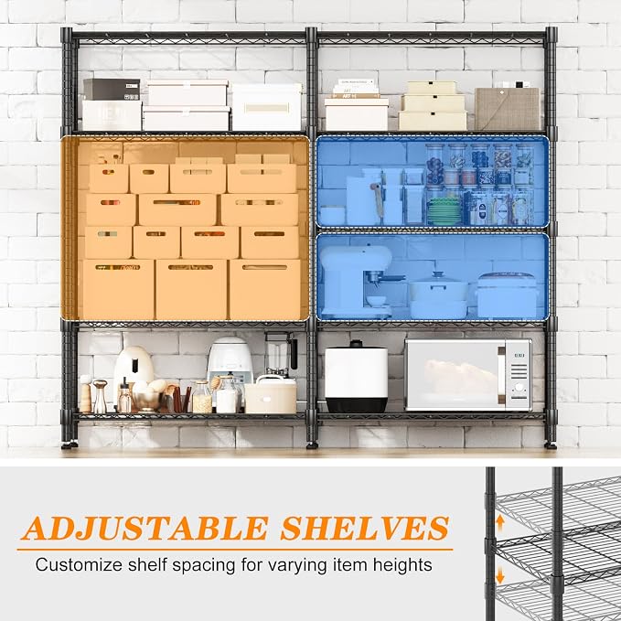 Homdox 5-Tier Adjustable Metal Storage Shelves, Space-Saving Corner Rack - Image 3
