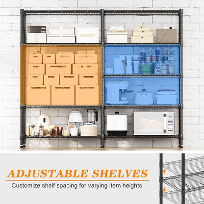 Homdox 5-Tier Adjustable Metal Storage Shelves, Space-Saving Corner Rack - Image 3