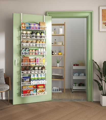 Mefirt Over The Door Pantry Organizer, Wall Mount Spice Rack 8-Tier White | - Image 5