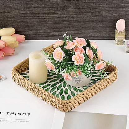 Woven Key Basket for Entryway Table Wicker Basket Tray Key Holder Decorative - Image 5