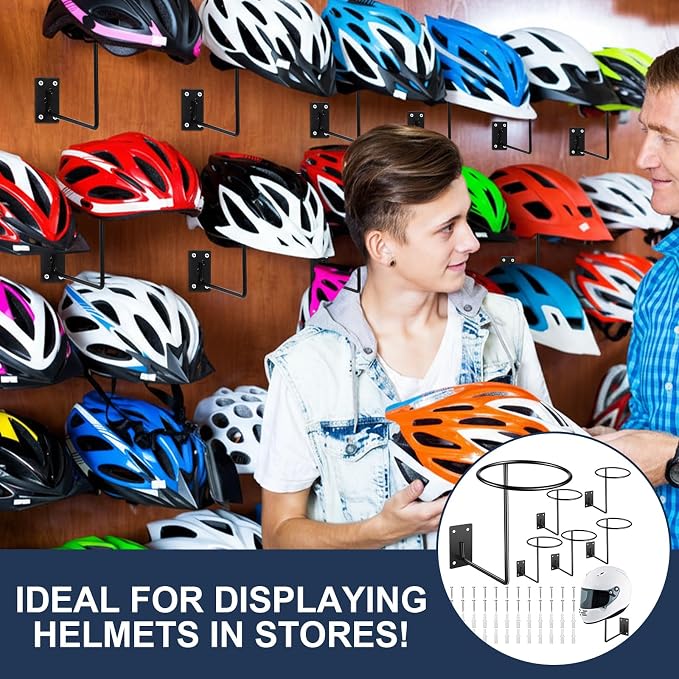 6 Pack Helmet Hanger Wall Mount Motorcycle Helmet Rack Metal Ball Holder - Image 5
