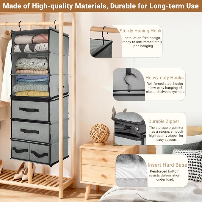 Durable 2-in-1 Hanging Closet Organizer - Image 5