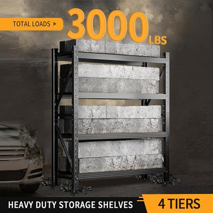 3000LBS Heavy Duty Shelving Units, 4 Tier Adjustable Metal Utility Shelf - Image 5