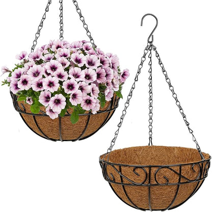 2 Pack 10 inch Metal Hanging Baskets by NatureCrafted