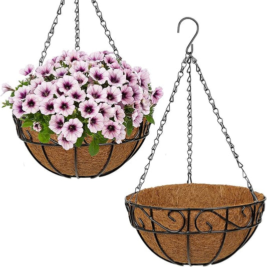 2 Pack 10 inch Metal Hanging Baskets by NatureCrafted