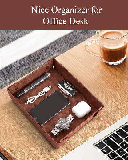 CASIRENA Father's Day Gifts Faux Leather Valet Tray Organizer - Image 6