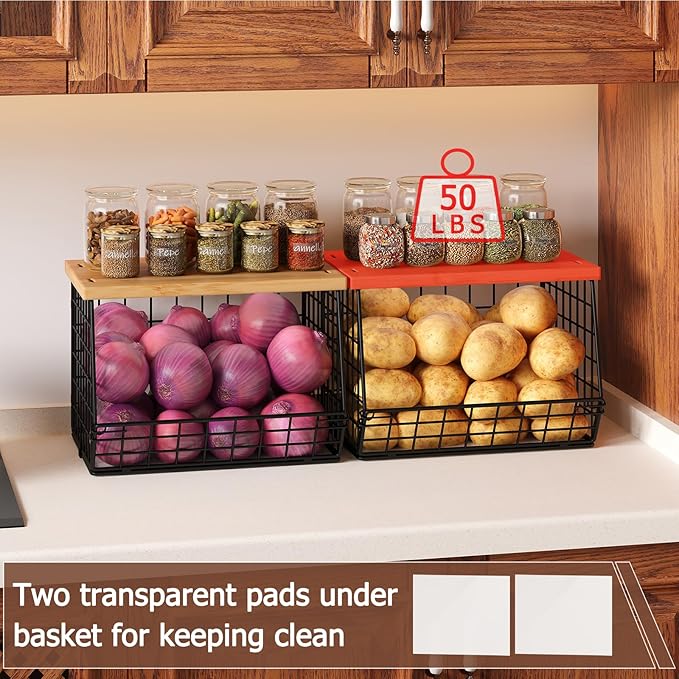 2 Set Stackable Wire Basket - Image 2