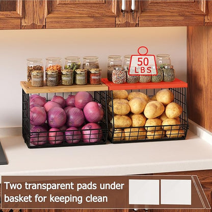 2 Set Stackable Wire Basket - Image 2