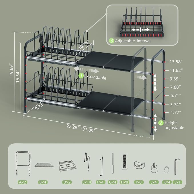 Expandable Under Sink Organizer，Pot and pan Organizer Under Cabinet | Pan Lid - Image 3