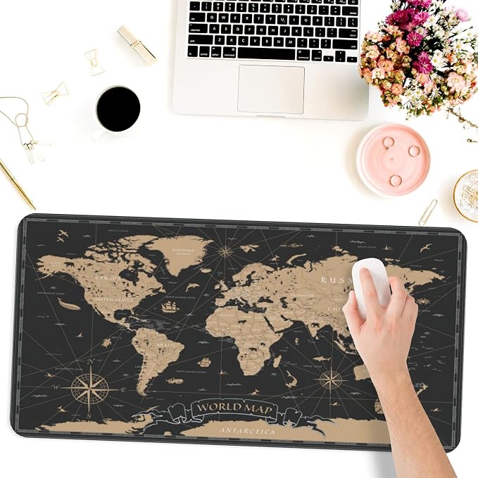Desk Mat, Vintage World Map Extended Gaming Mouse Pad - Image 6