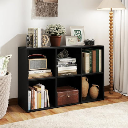 Giantex 6-Cube Bookcase, 3-Tier Cubby Bookshelf, Horizontal Vertical Display - Image 2