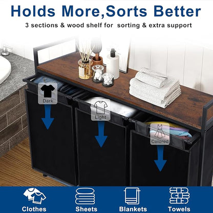 Whitmor Laundry Sorter, 138L Laundry Hamper - Image 3