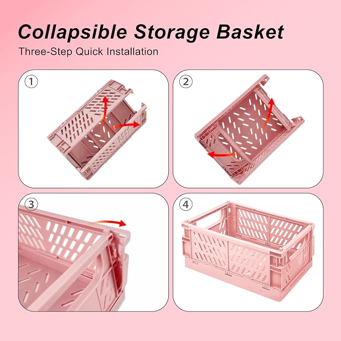 2 Pack Mini Foldable Small Plastic Baskets - Image 4