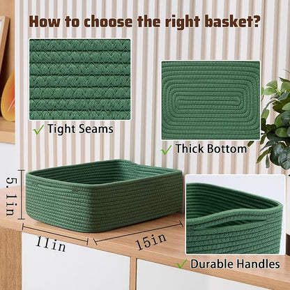 Large Shallow Organizing Baskets 15x11x5.1 Inches - Image 2