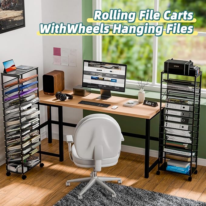 15 Tier Rolling File Cart, Sturdy and Durable Desk File Organizer - Image 6