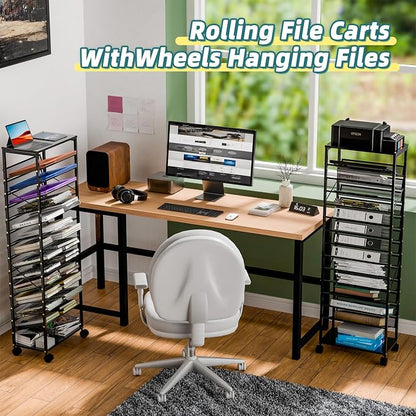 15 Tier Rolling File Cart, Sturdy and Durable Desk File Organizer - Image 6