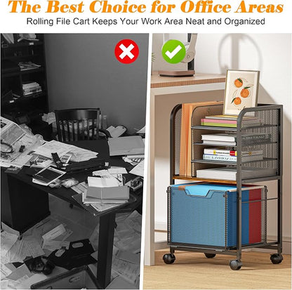 5-Tier Rolling File Cart Under Desk - Image 7