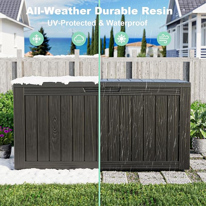 90 Gallon Deck Box, Resin Outdoor Storage Box - Image 5