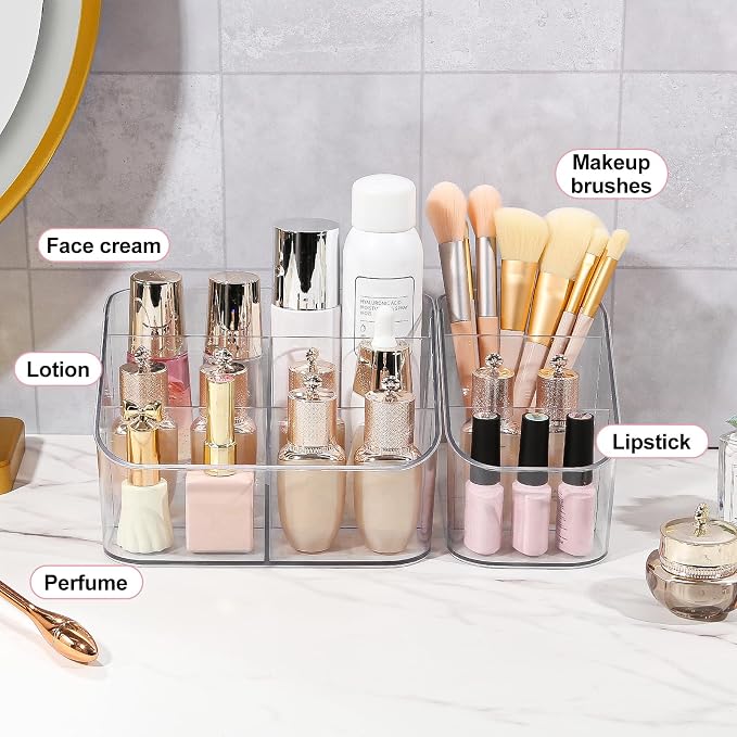 DASITON 3 Slots Makeup Brush Holder, Acrylic Make Up Brush Holder Organizer - Image 3