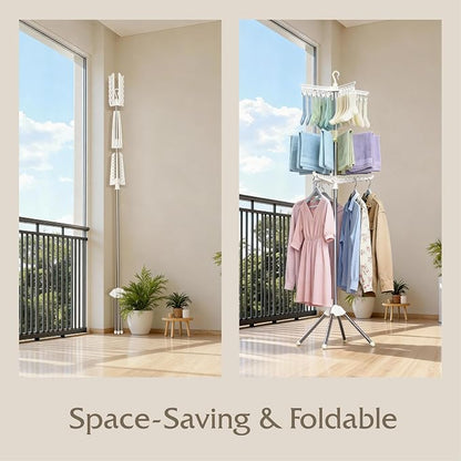 Beaudaily Clothes Drying Rack, Foldable 79.5-Inch Laundry Drying Rack, 3 Tie - Image 3