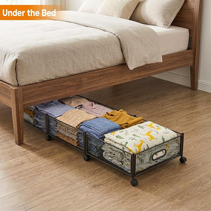 Under Bed Storage With Wheels, 47.2''/90lbs/57.6L, Metal Frame Under Bed - Image 8