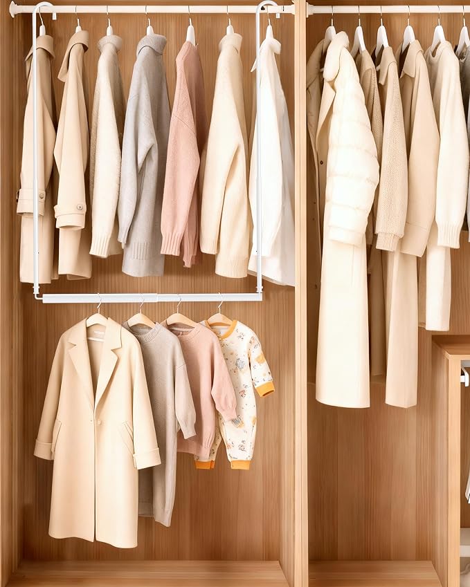 Hanging Closet Rod, Adjustable Height & Width Closet Rods - Image 2
