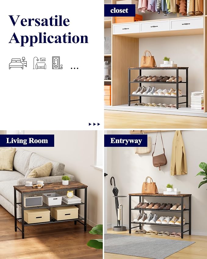 Kitsure Shoe Rack for Closet, Rustic Brown Shoe Organizer - Image 8