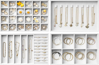 Velvet Jewelry Drawer Organizer Trays – Large White Stackable Jewelry Storage by pickpiff