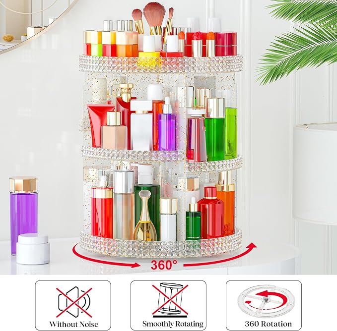 Awenia Makeup Organizer 360-Degree Rotating, Adjustable Makeup Storage - Image 5