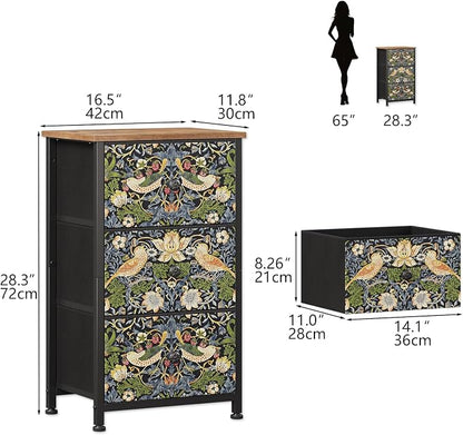 Dresser with 3 Drawers Strawberry Thief Drawer Dresser - Image 2
