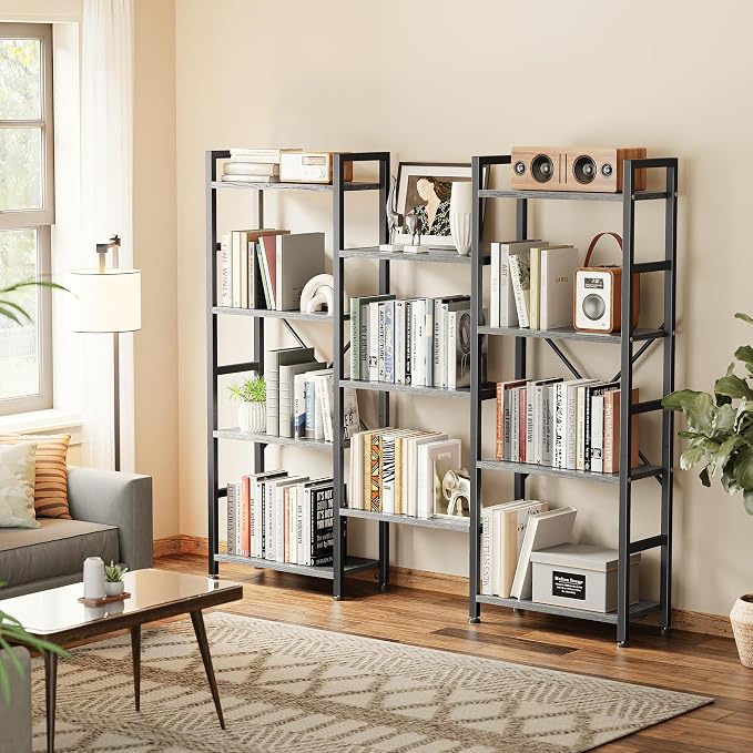 SUPERJARE Triple Bookshelf, Bookcase - Image 4