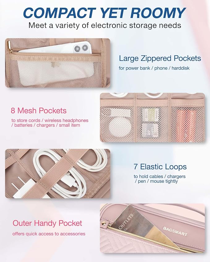 BAGSMART Electronics Travel Organizer, Portable Tech Accessories Cord Storage - Image 3