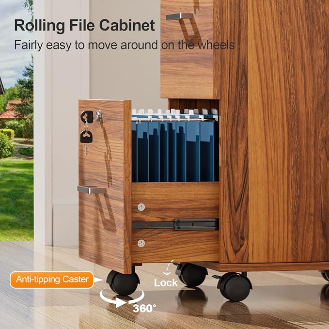 VINGLI 2-Drawer Rolling File Cabinet - Image 6