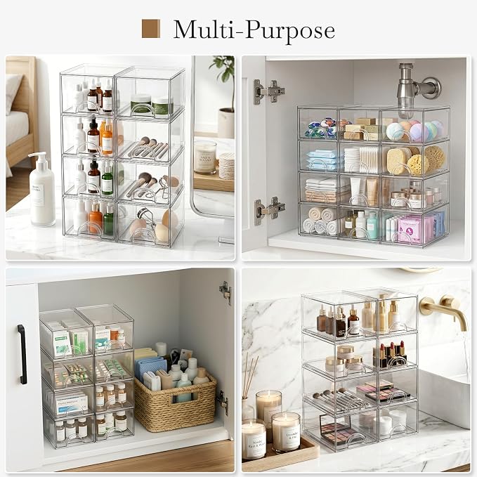 8 Pack Small Clear Stackable Acrylic Storage Boxes - Image 9