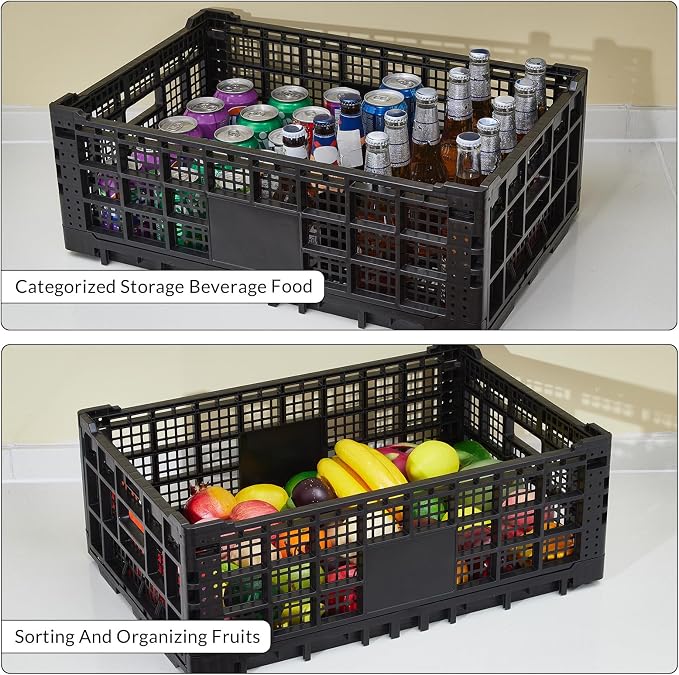 Collapsible Storage Crates, 52 Liter Heavy Duty Foldable Plastic Crates - Image 4
