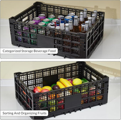 Collapsible Storage Crates, 52 Liter Heavy Duty Foldable Plastic Crates - Image 4