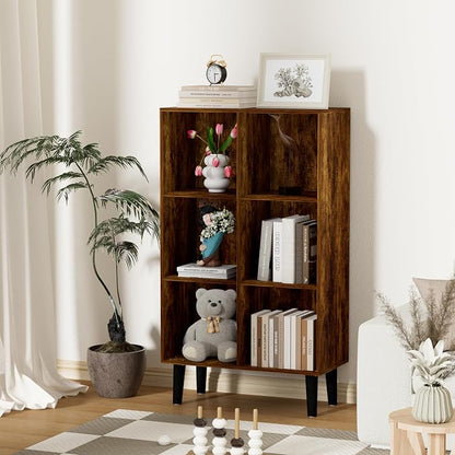 6 Cube Bookcase, Wooden Book Shelf Cube Storage Organizer - Image 2