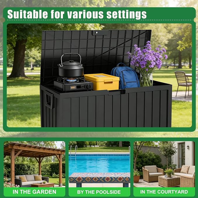 75 Gallon Outdoor Storage Box Waterproof, 350LBS Lockable Patio Storage Box - Image 8