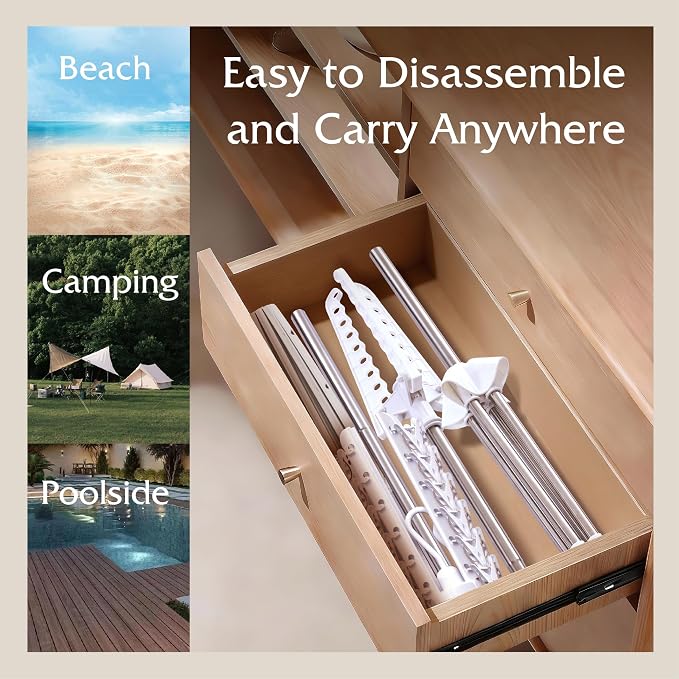 Beaudaily Clothes Drying Rack, Foldable 79.5-Inch Laundry Drying Rack, 3 Tie - Image 4
