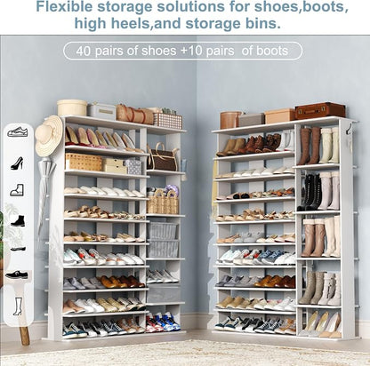 HOMEFORT 10 Tiers Shoe Rack, 50 Pairs Large Shoe Shelf, 61.8" Tall Shoe Tower - Image 4