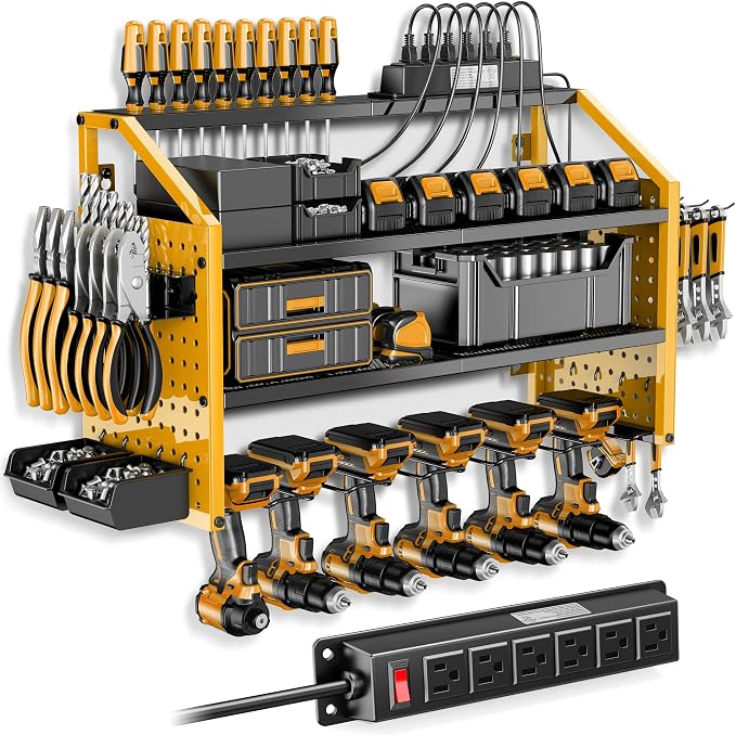 LBT Power Tool Organizer With Charging Station, Heavy Duty Steel, 6 Drilling by LBT